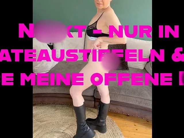 Nackt nur in Plateaustiefeln