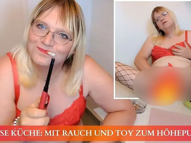 Heiße Küche: Mit Rauch und Toy, in Netzstrumpfhose zum Höhepunkt
