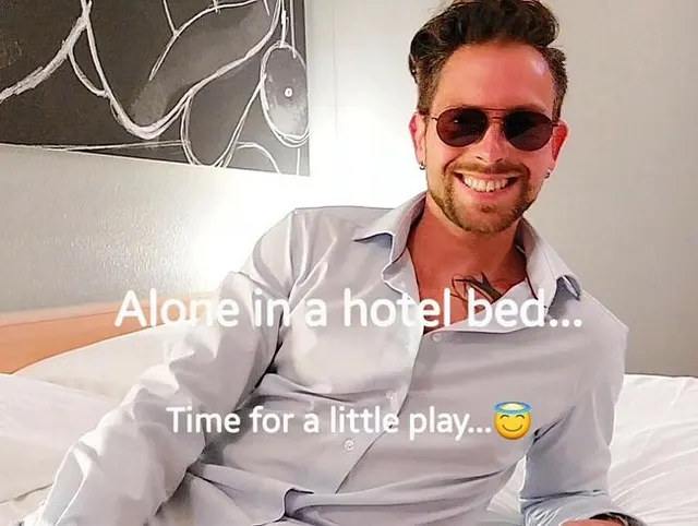 Jerking fun in a hotel room!