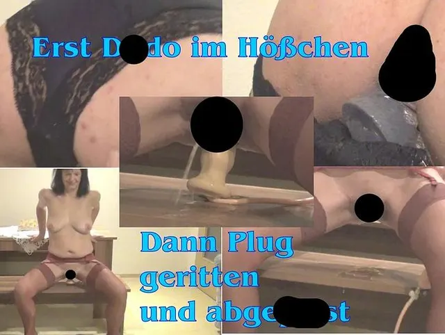 Erst Analdildo im Hößchen getragen dann Plug abgeritten und gepisst