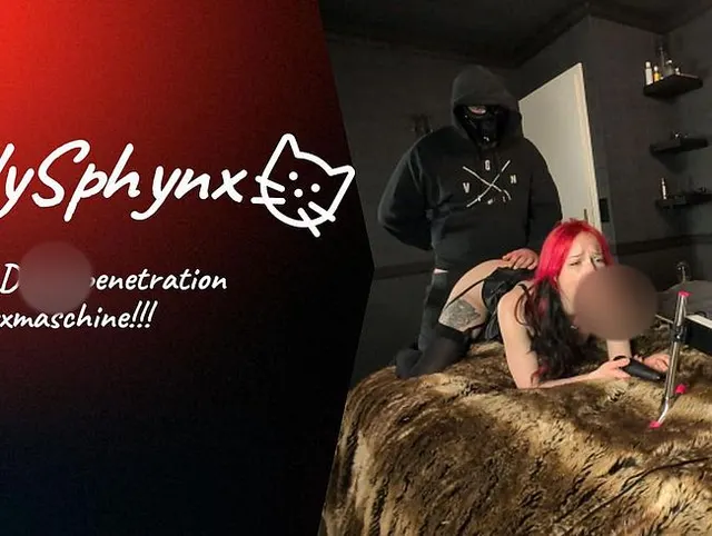 Erste Doppelpenetration mit Sexmaschine! Meine Pussy und Mund werden gleichzeitig gefickt! :O