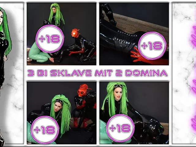 3 Bi Sklave mit 2 domina