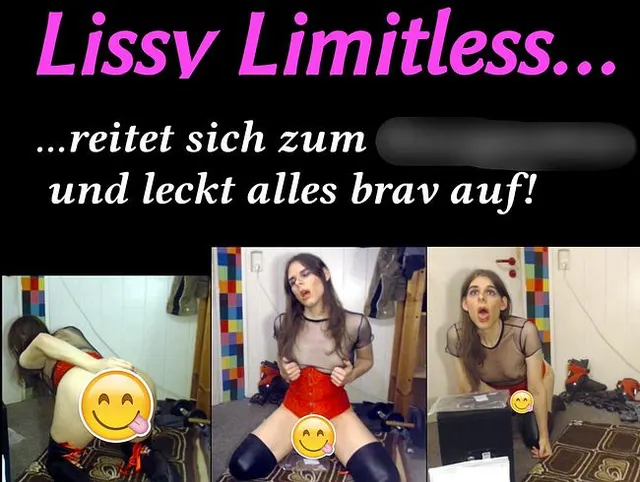 Lissy Limitless Reitet sich zum Sissygasmus und leckt alles brav auf!(ohne ton)