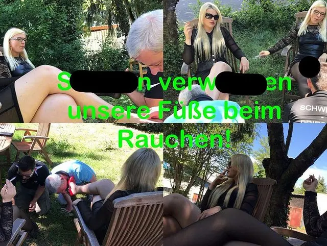Sklaven verwöhnen unsere Füße beim Rauchen!