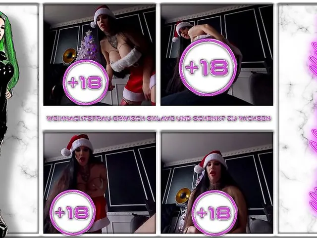 Weihnachtsfrau erwischt Sklave und schenkt zu wichsen