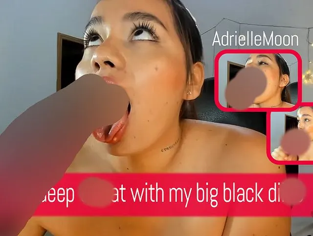 Ich mache Deep Throat mit meinem großen schwarzen Dildo
