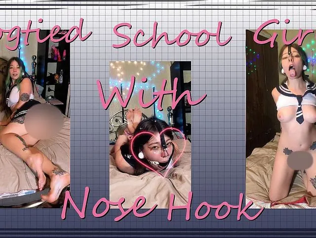 Hogtied School Girl With Nose Hook.