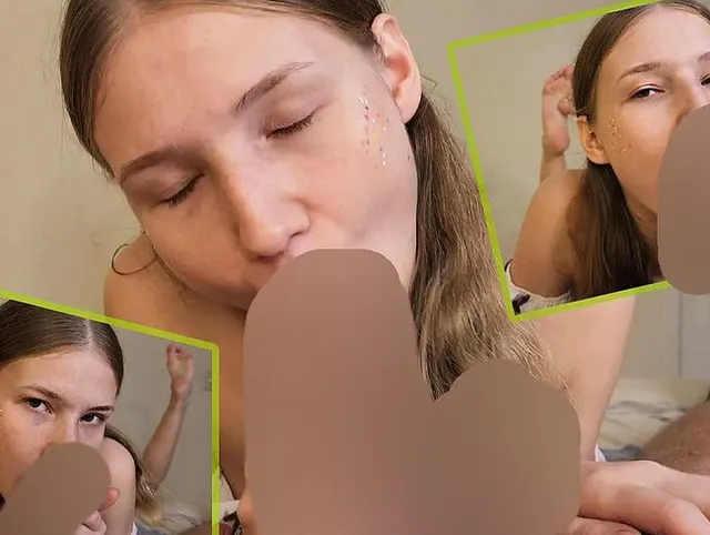 Als die sexy Schönheit einen großen, erregten Schwanz sah, begann sie tief zu saugen. Heißer Blowjob