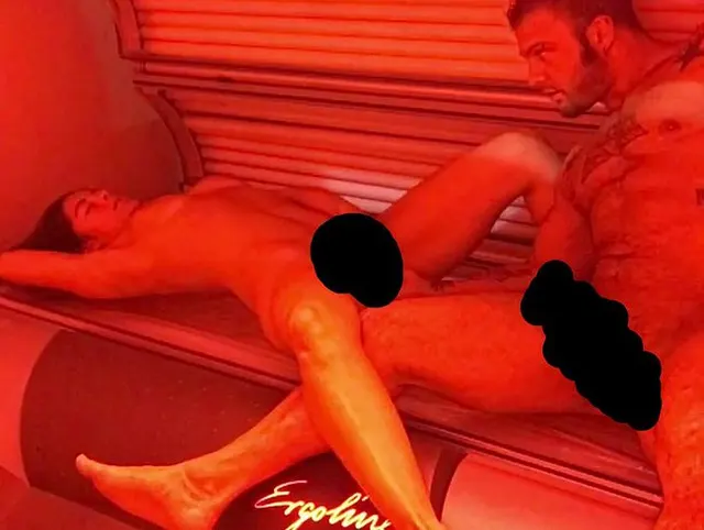 Amateur couple fuck on tanning bed! Multiple orgasams!