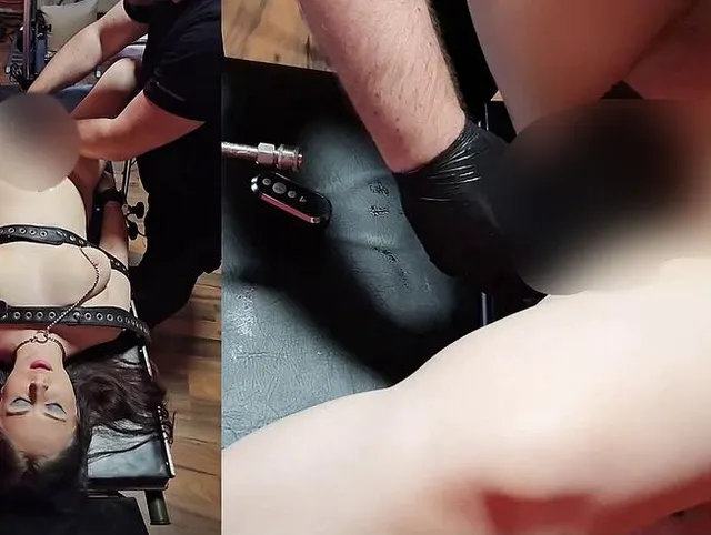 Nun kommt der Dicke Schwarze Schwanz zum Einsatz auf der Fickmaschine