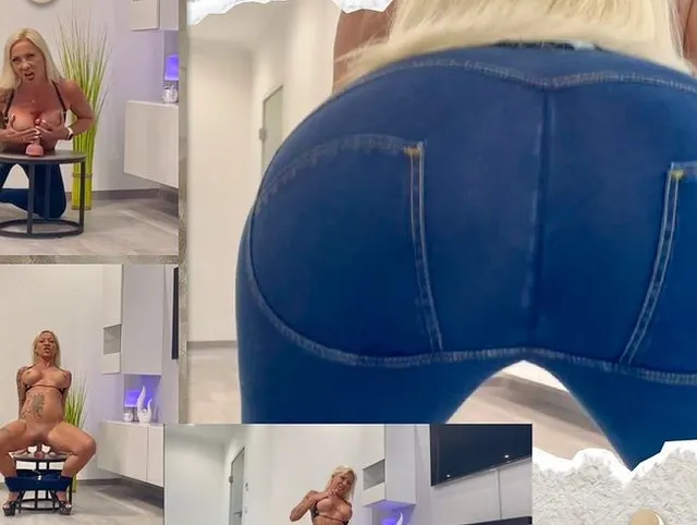 Knallenge Jeans, Plug im Arsch und dabei das Dildogeschenk vom User getestet