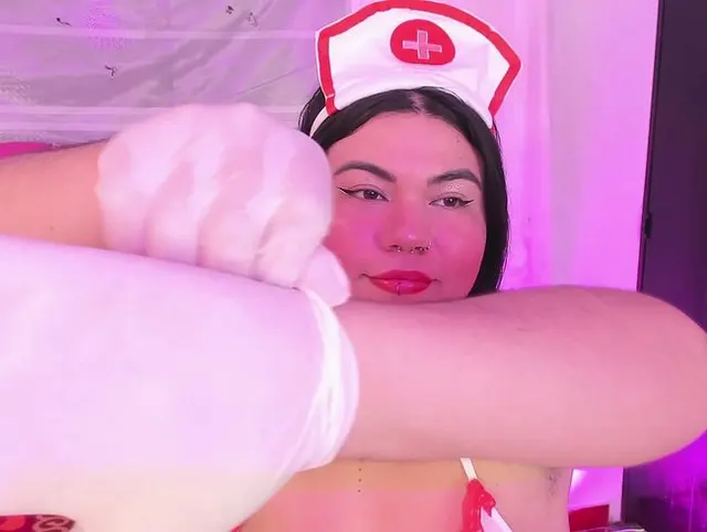 sexy nurse warms up cock with latex gloves +oil