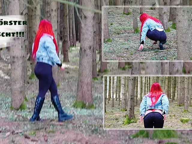 Förster erwischt mich – ich zerficke mir die tropfende Fotze im Wald!