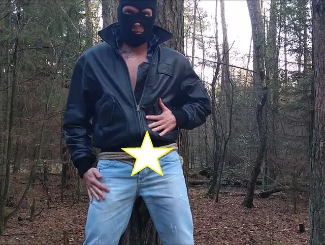 Wanking with my leather bomber-jacket in public!