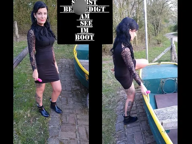Outdoor selbst befriedigt am See im Boot