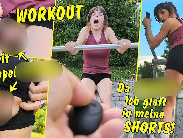 Outdoor Workout mit Vibrator für Arsch und Schwanz! Da spritz ich glatt in meine Shorts!