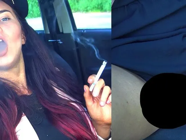 Seductive upskirt smoking