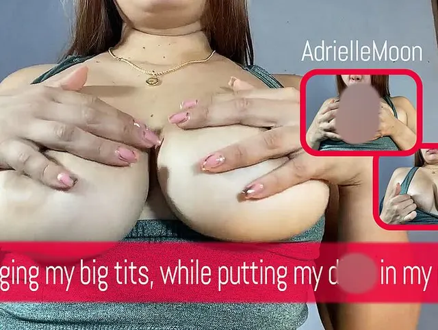Ich werde erregt, wenn ich meine großen Titten berühre, während ich an meinem Dildo lutsche