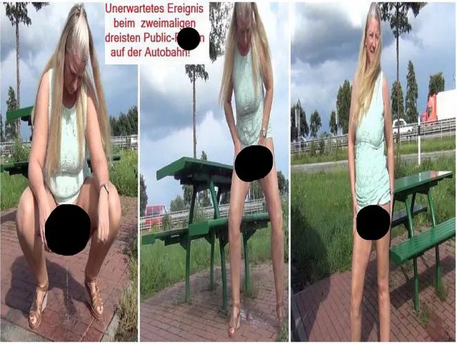 Unerwartetes Ereignis beim  zweimaligen dreisten Public-Pissen auf der Autobahn!