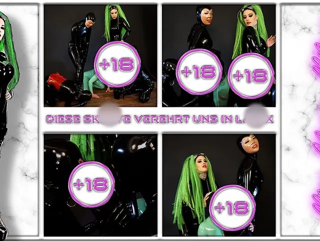 Diese Sklave verehrt uns in Latex