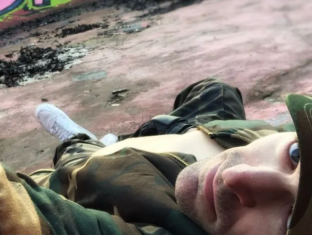 Army gear smoking and ball busting at public skatepark