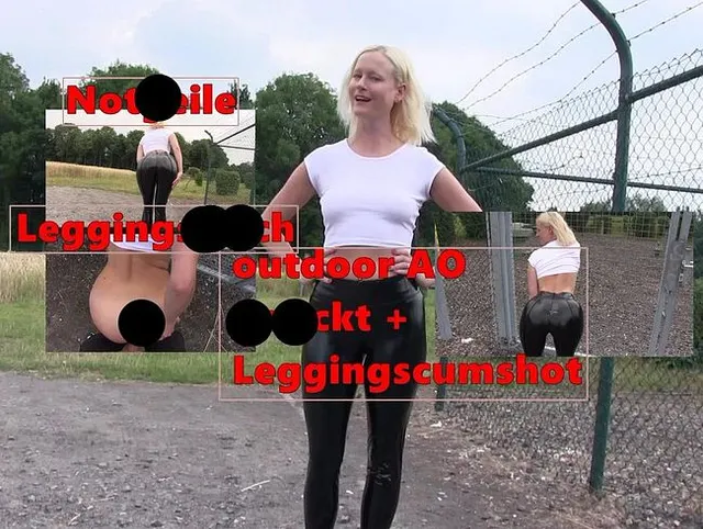 AO Ficktreffen: Notgeile Leggingsbitch - outdoor gefickt + Cumshot auf die Leggings