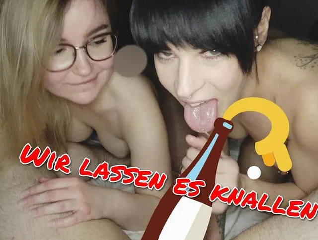 Geile Silvesternacht Party,Spaß und Sperma Doppel Blowjob Cumshot