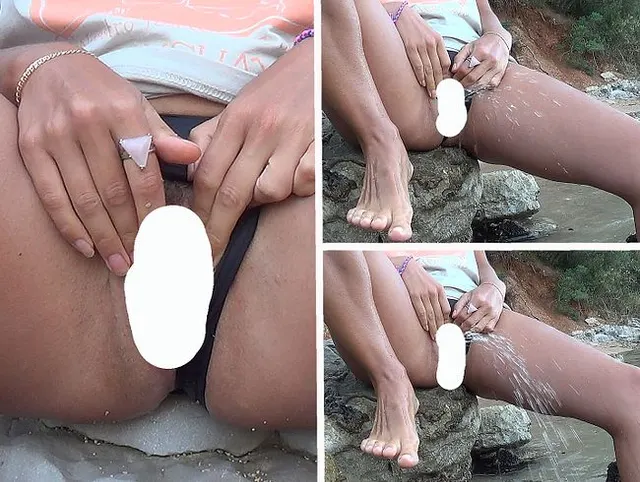 Ich streichle die Muschi am Strand, aber ich wollte pinkeln