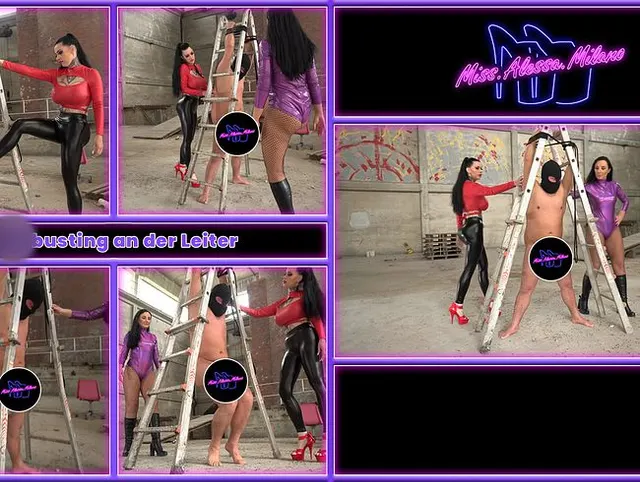 Ballbusting an der Leiter