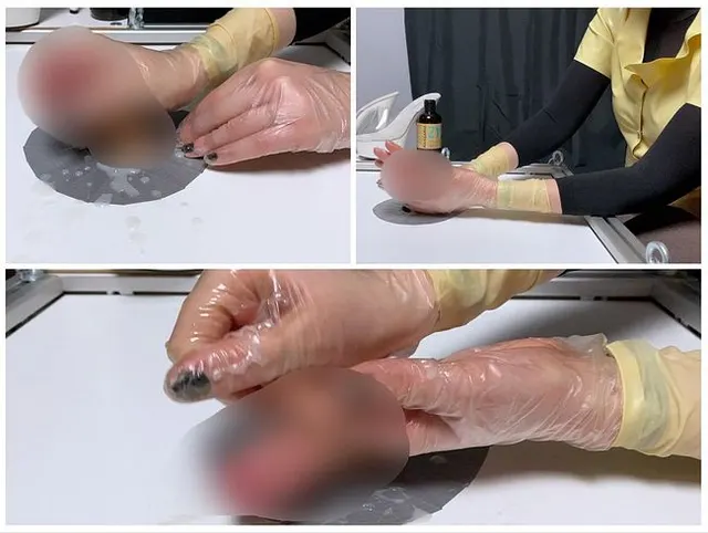 Ich wichse deinen Schwanz in geilen transparenten Latex- Gummi- Handschuhen