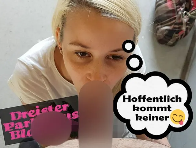 Blondes Teen bläst public bis zum abspritzen