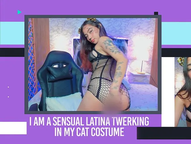 Ich bin eine sinnliche Latina, die in meinem Katzenkostüm twerkt