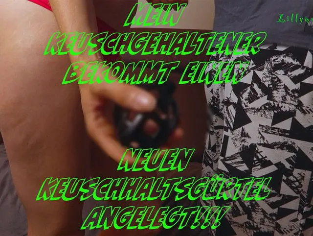 Mein Keuschgehaltener bekommt einen neuen Keuschhaltsgu?rtel angelegt