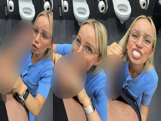 Public-WC-Blowjob! Großer Schwanz nach Feierabend