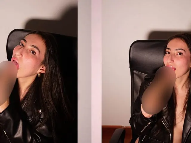 Lina Monsalve lutscht deinen Schwanz in ihrer Lederjacke