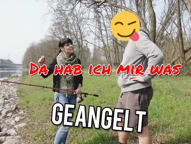 Da hab ich mir ja was geangelt Outdoor Deepthroat Cumshot