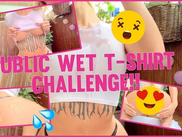 PUBLIC WET T-SHIRT CHALLENGE!! Nicht nur meine Brüste sind nass geworden ...