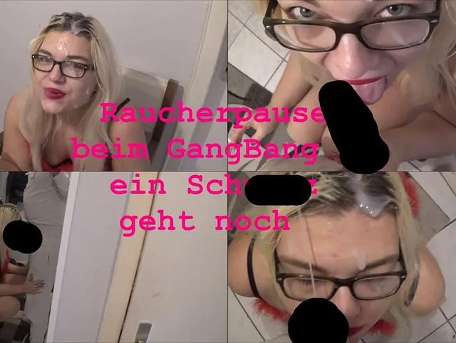 Raucherpause beim GangBang - aber ein Schwanz geht noch!