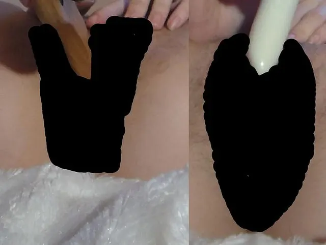 Fotze mit Haarbürste gestopft