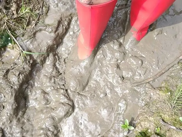 Im Matsch fast stecken geblieben