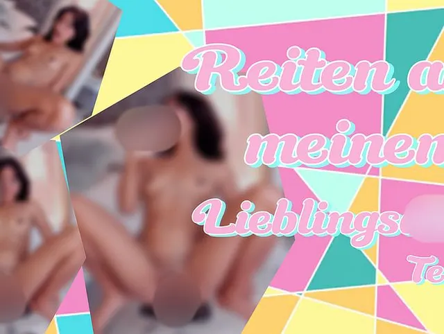 Reiten und Saugen eines harten großen Dildos