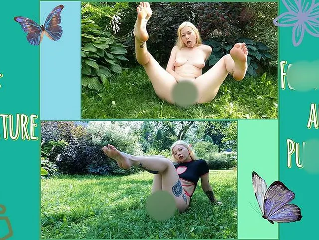 POV: Im Freien fickt eine lustvolle junge Elfe ihre Löcher und neckt ihre Nachbarn