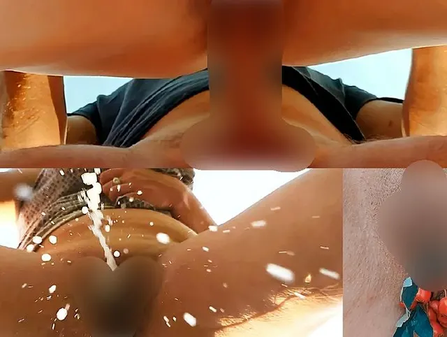 MILF wichst ihre Muschi mit roter Eberesche, setzt sich dann auf einen großen Schwanz und gießt reichlich goldenen Regen