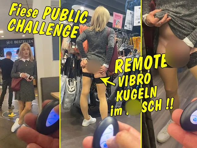 Ganz fiese Public Challenge! Mit Remote Vibro Kugeln im Arsch beim Shoppen!