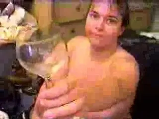 drink cum from a glass after filling all holes