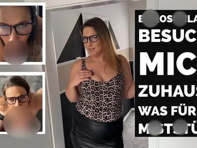 Büroschlampe besucht mich zuhause! Was für ein Miststück!