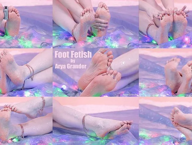Glitter Foot Fetish Fantasies. Close up Slowly Relax Video of Feet Pleasure. 4k Beautiful Erotic.