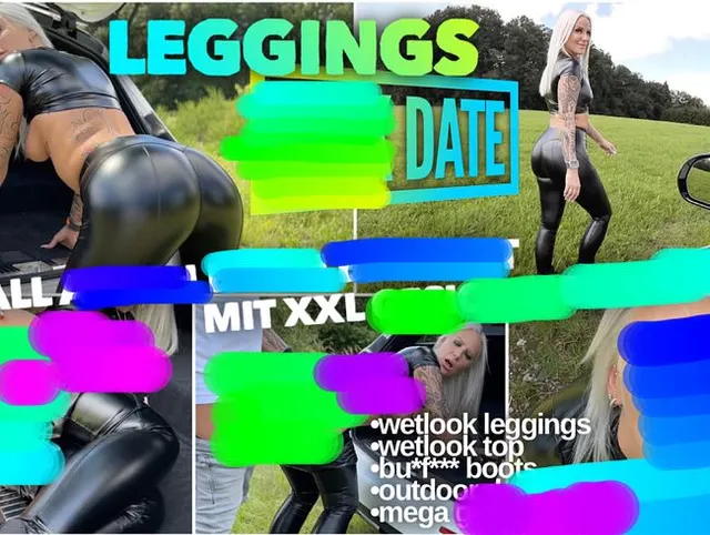LEGGINGS FICK DATE | BubbleButt Bitch benutzt mit XXL Gesichtsbesamung
