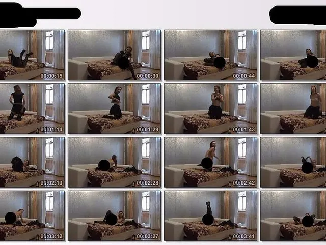 Girl in a black skirt on a white couch