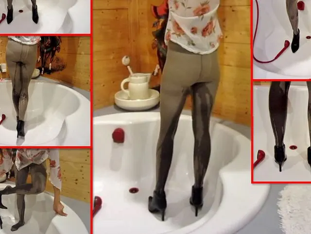 Nylon-FSH satt - Piss in 4 Strumpfhosen